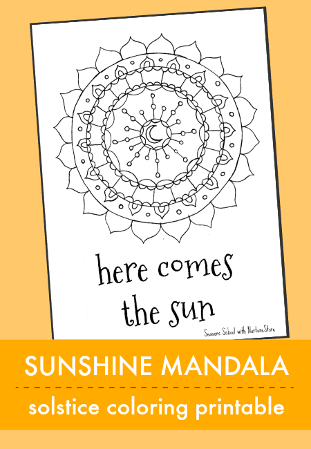 Sunshine mandala summer solstice coloring page printable - NurtureStore