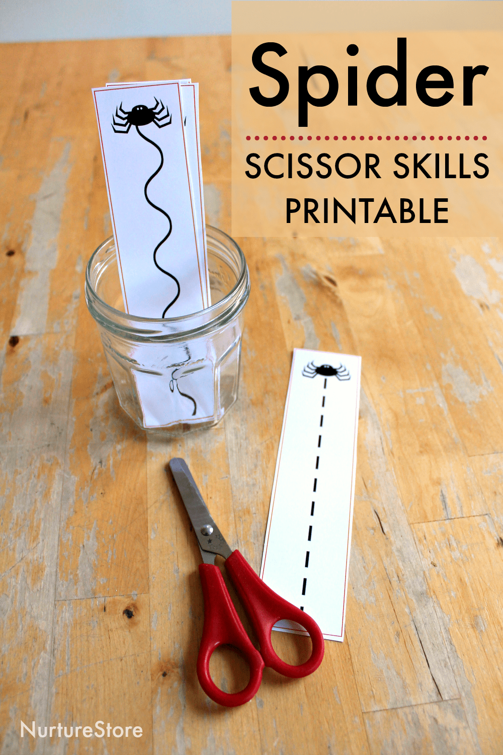 Spider scissor skills printable cutting sheets - NurtureStore