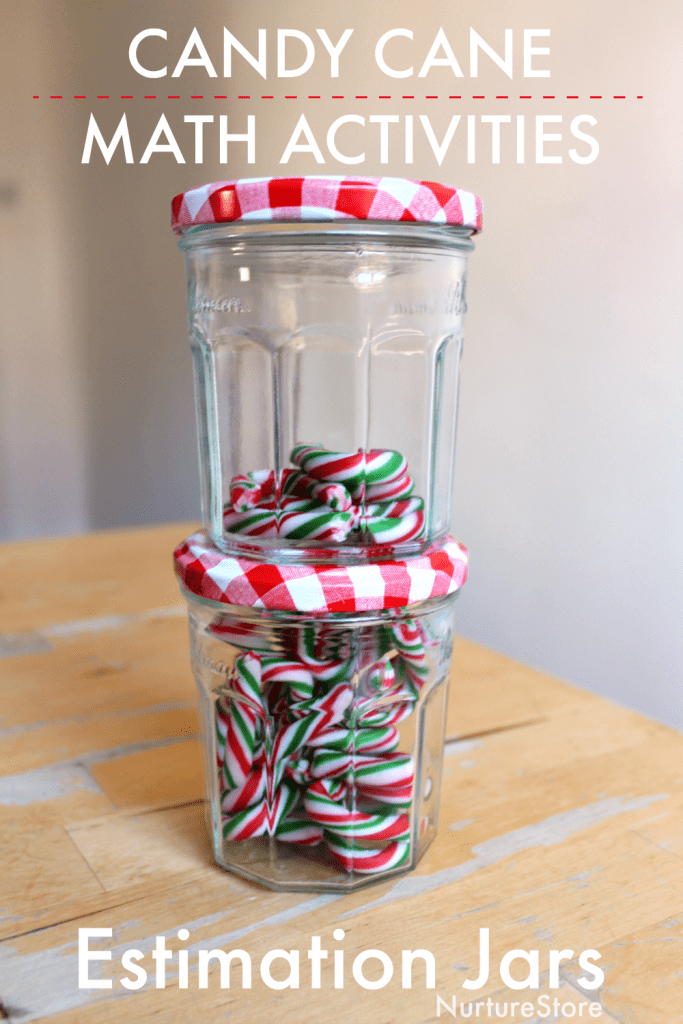 candy cane math activities christmas theme estimation jars