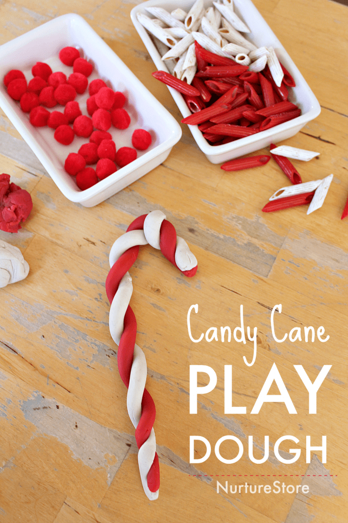 candy cane play dough ideas, Christmas sensory play activity