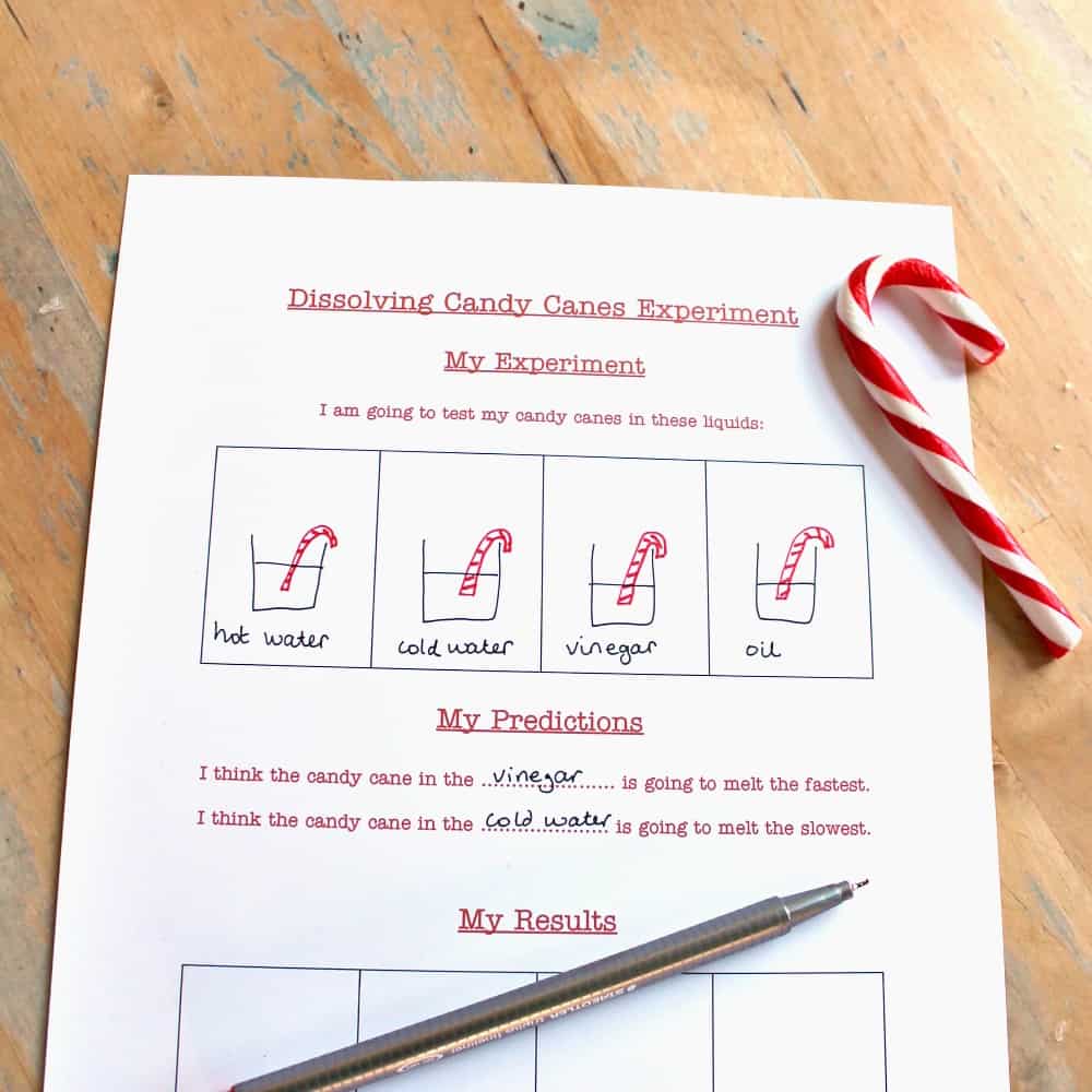 Candy cane science experiment with printable NurtureStore