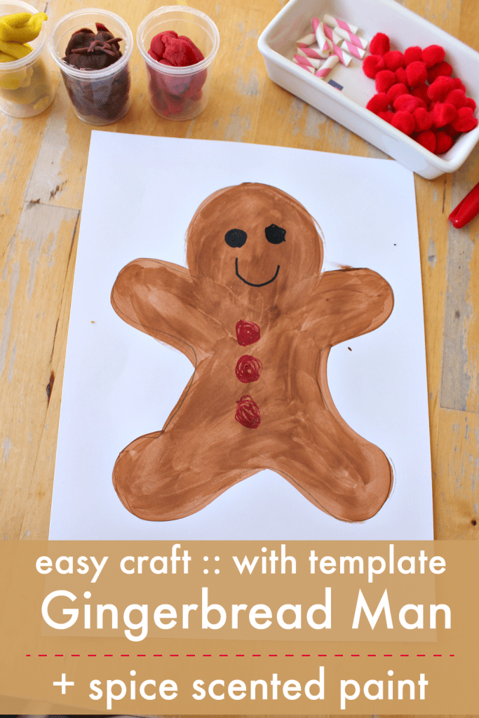 Easy gingerbread man craft for preschool with printable template