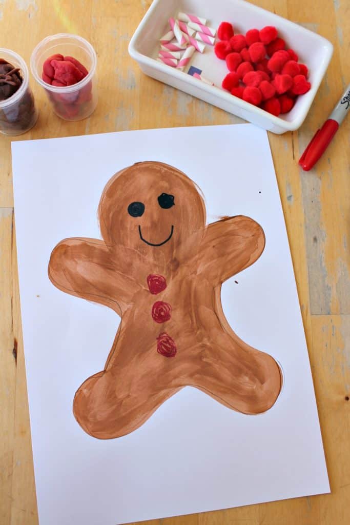 Easy gingerbread man craft for preschool with printable template