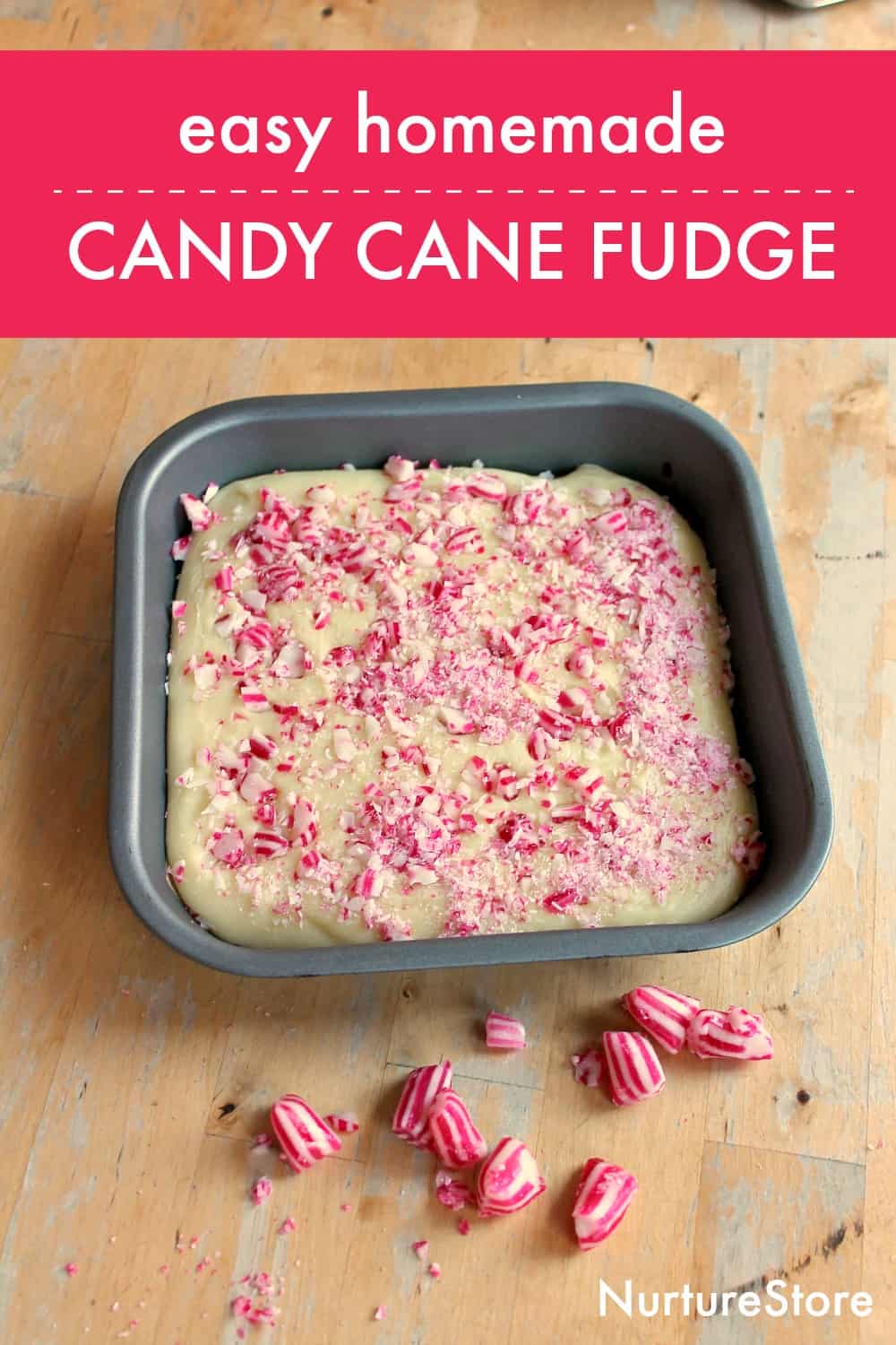 Easy homemade candy cane fudge recipe - NurtureStore