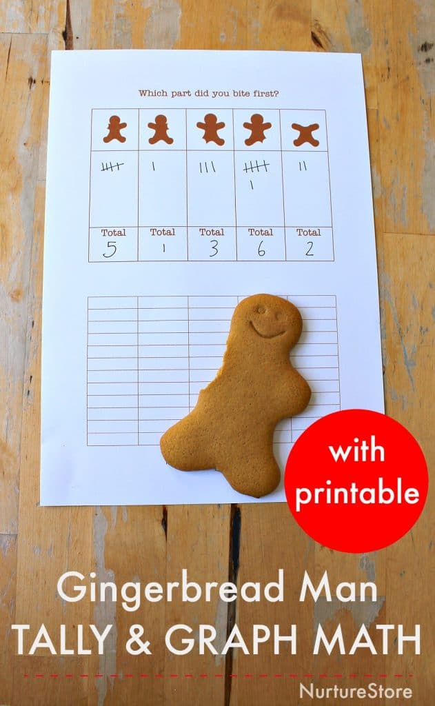 gingerbread man math graph tally activities