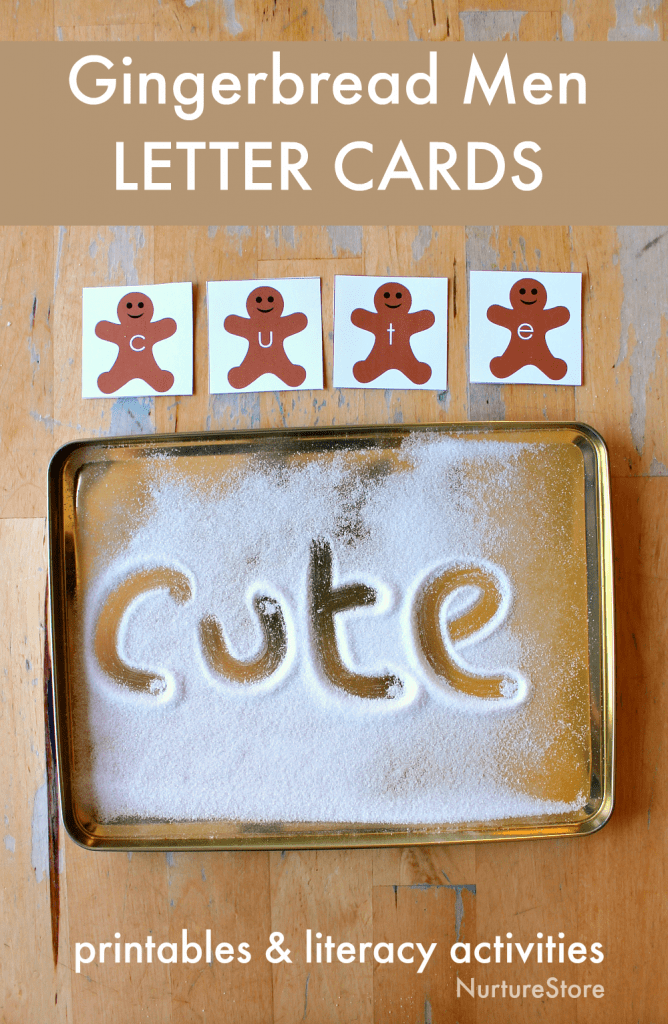 gingerbread men alphabet cards literacy printables