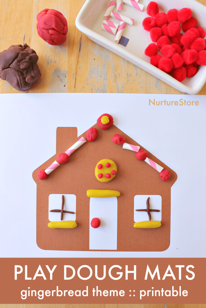 Gingerbread Theme Play Dough Mats Printable Nurturestore