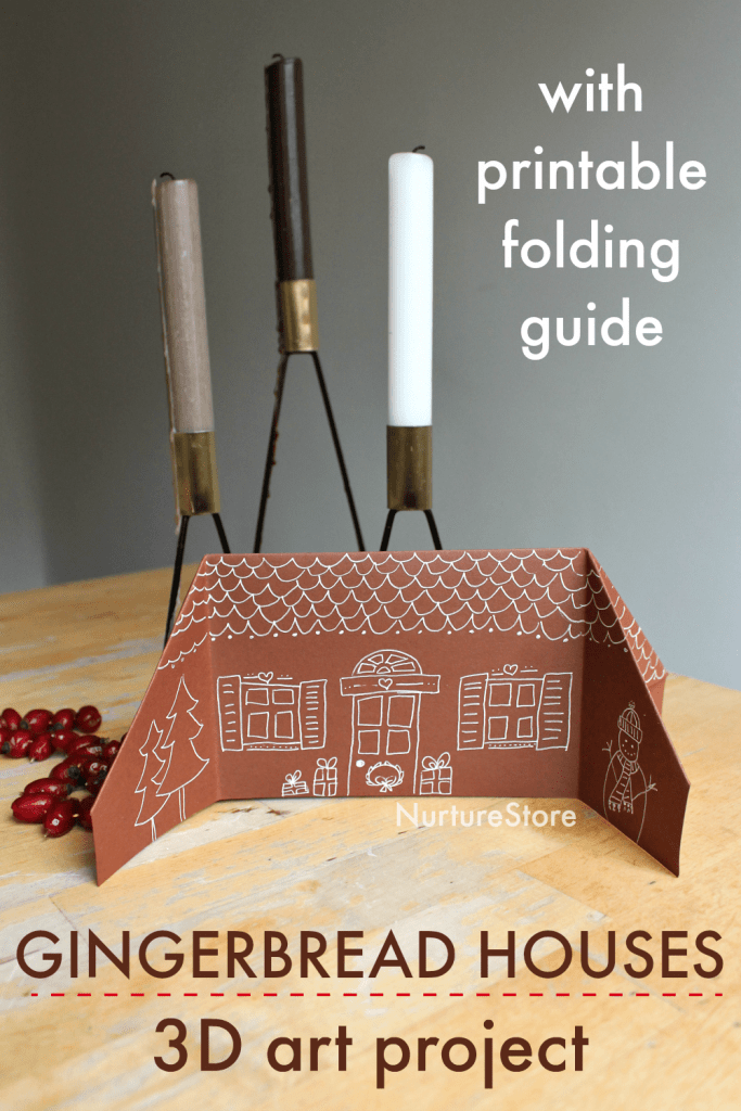 paper gingerbread house craft folding guide