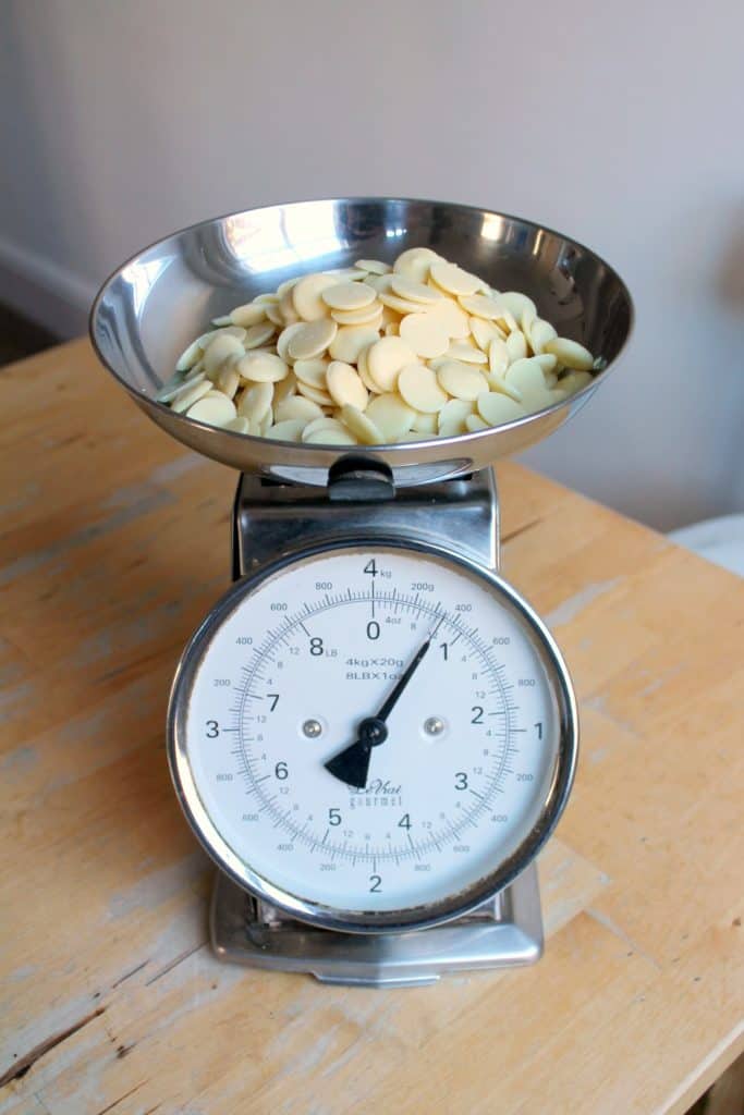 weighing ingredients for homemade fudge