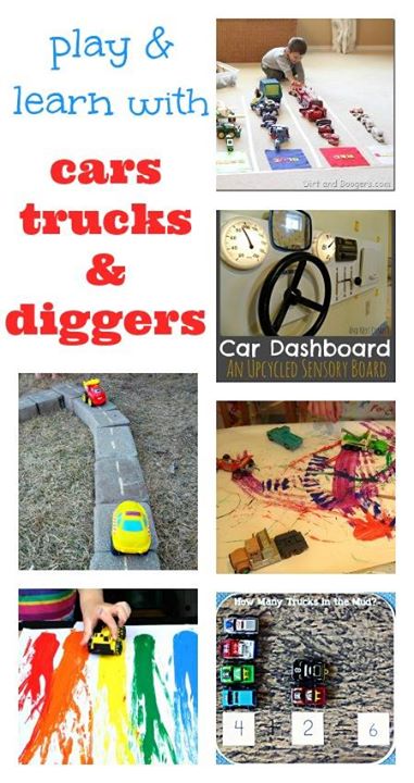 transport theme for kids, truck activities, car crafts, digger activities, digger crafts