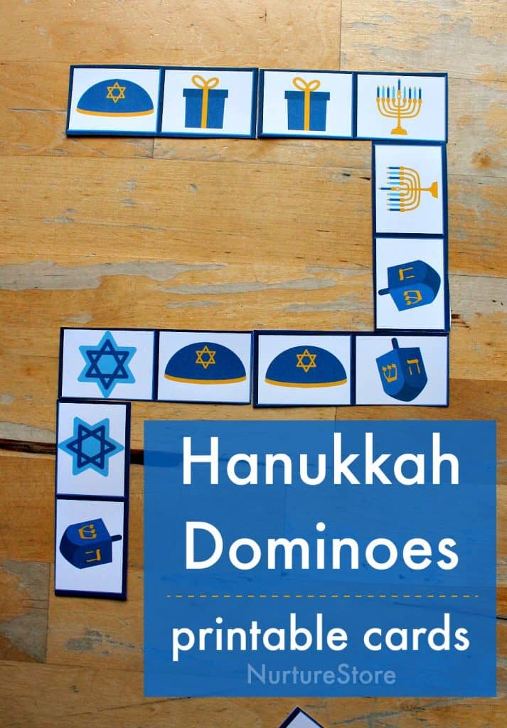 hanukkah game for children, printable Jewish dominoes