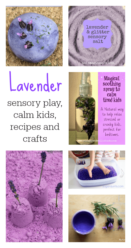 lavender recipes, lavender sensory play, calming play ideas, lavender sensory play