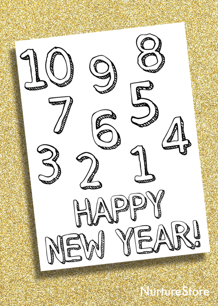 Happy New Year coloring page printable - NurtureStore