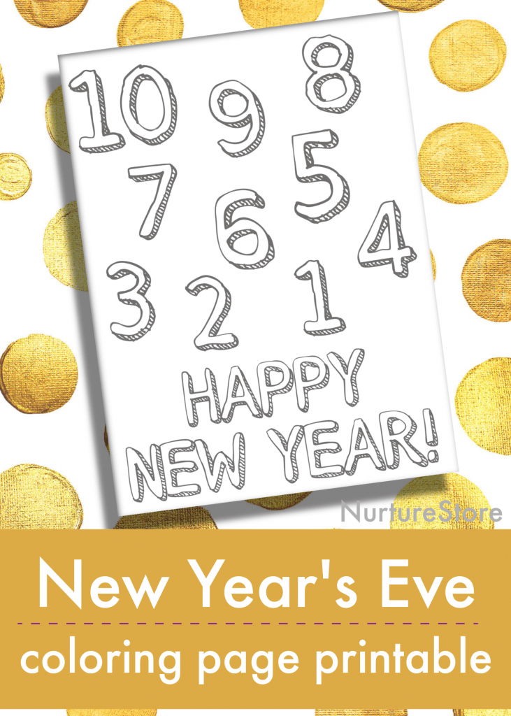 new years eve coloring page printable for kids