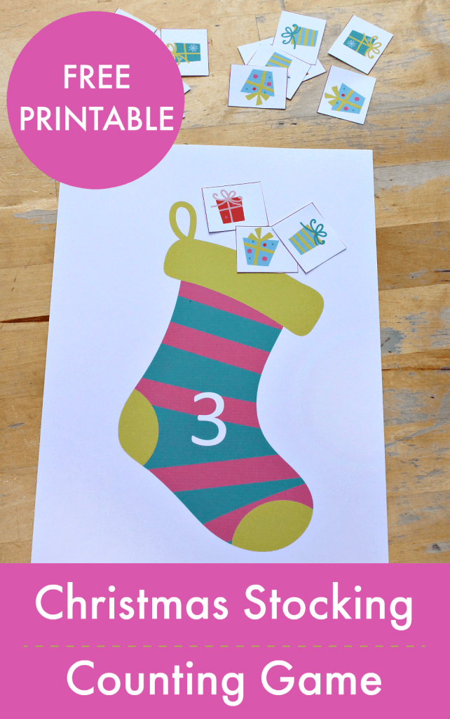 Christmas stocking counting math game printable