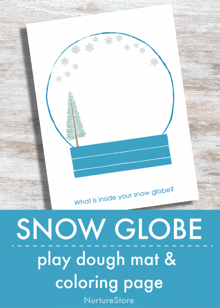 snow globe coloring page play dough mat printable