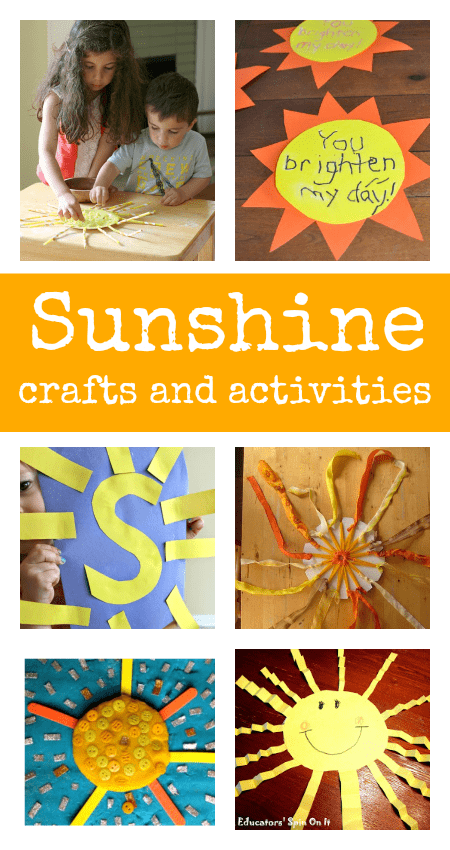 sun crafts, sunshine crafts, summer crafts for preschool and toddlers