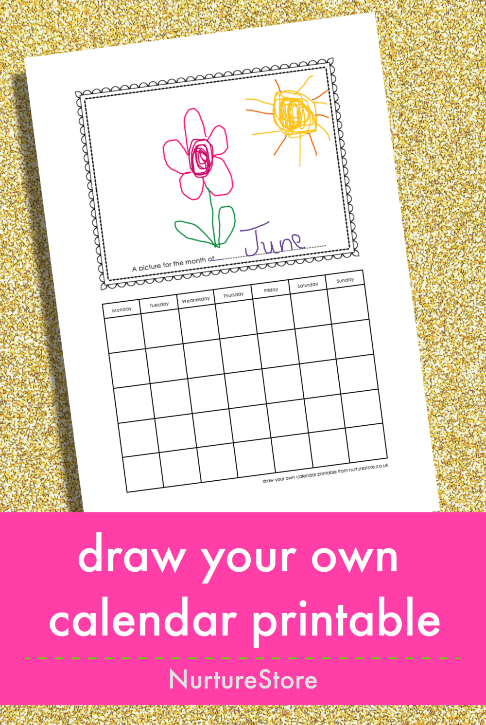 Draw your own calendar free printable for kids NurtureStore