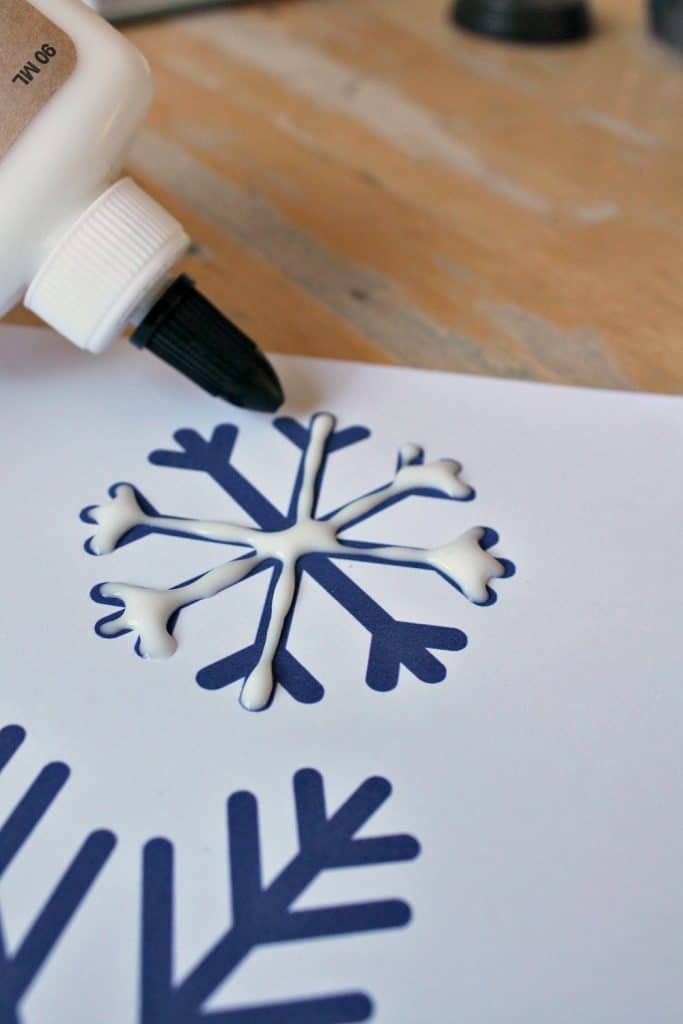 glue snowflake craft