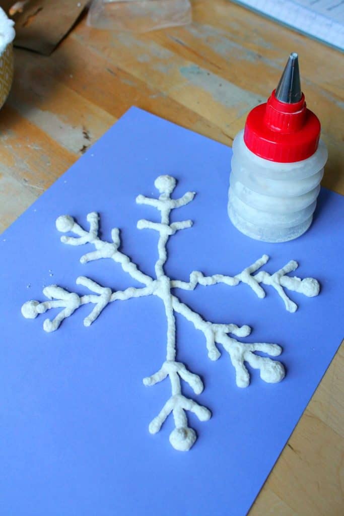 homemade snow puffy paint recipe easy snowflake art project