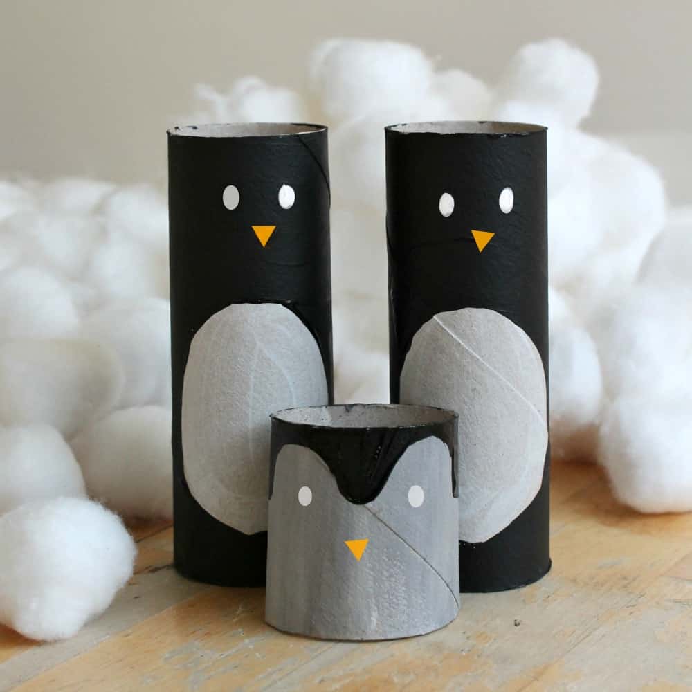 easy penguin craft made from paper rolls