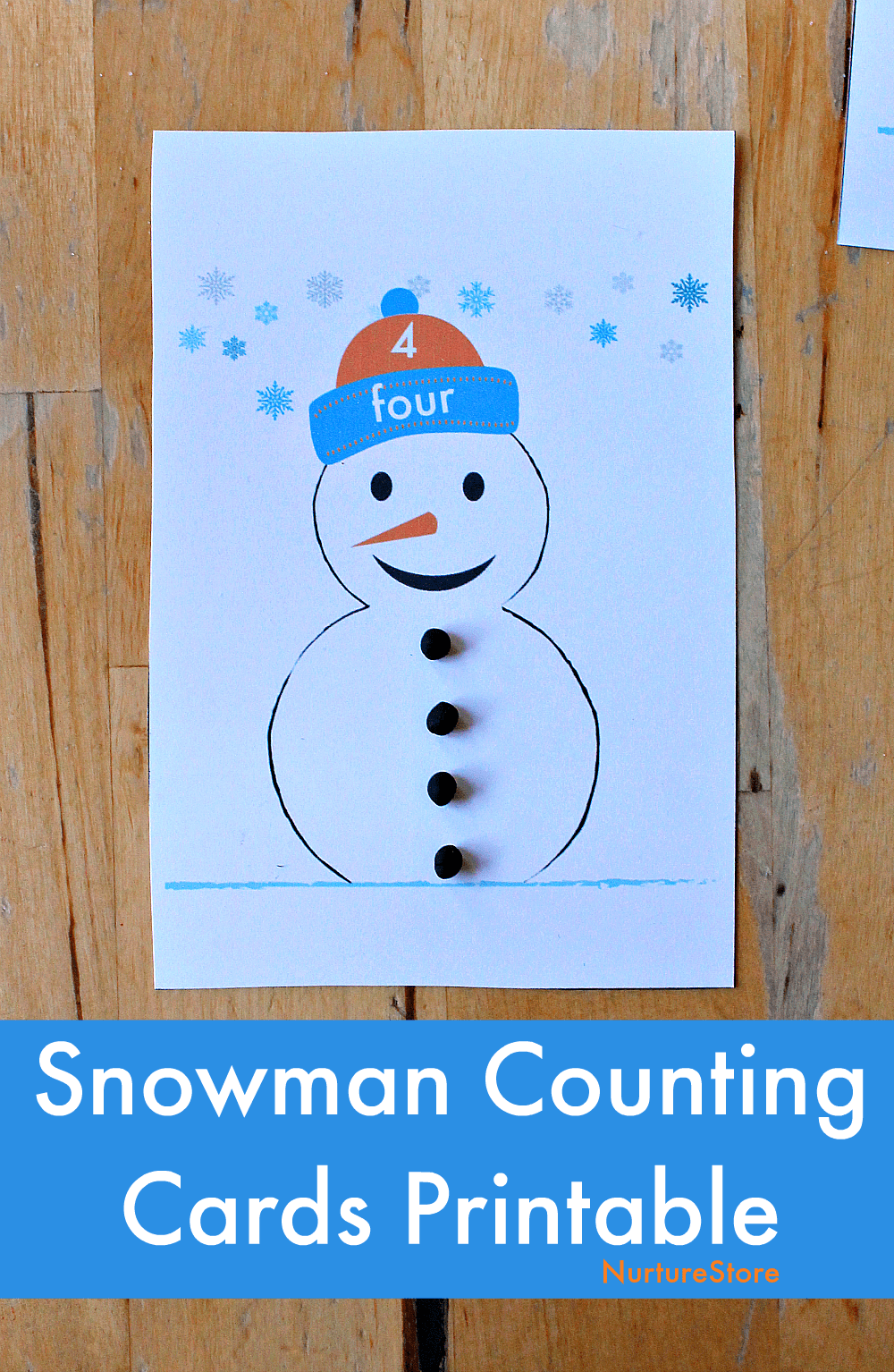 Snowmen counting cards printable - NurtureStore