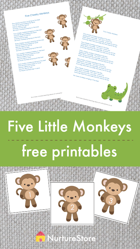 Five Little Monkeys Song And Printable Number Cards Nurturestore