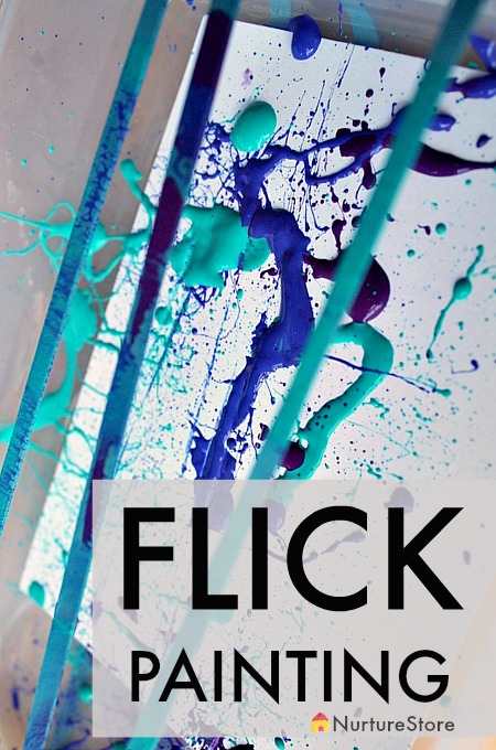 Messy process art flick painting jackson pollock art project for children