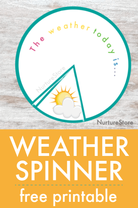 Free printable weather spinner, easy weather craft, circle time weather activity 