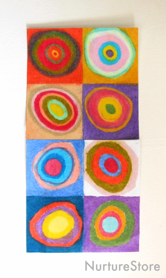 Kandinsky circles oil pastels