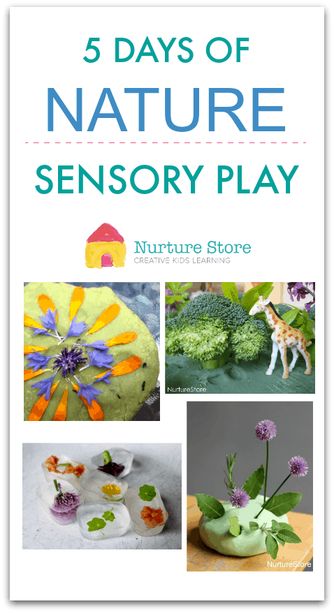 Nature themed sensory play, natural play materials