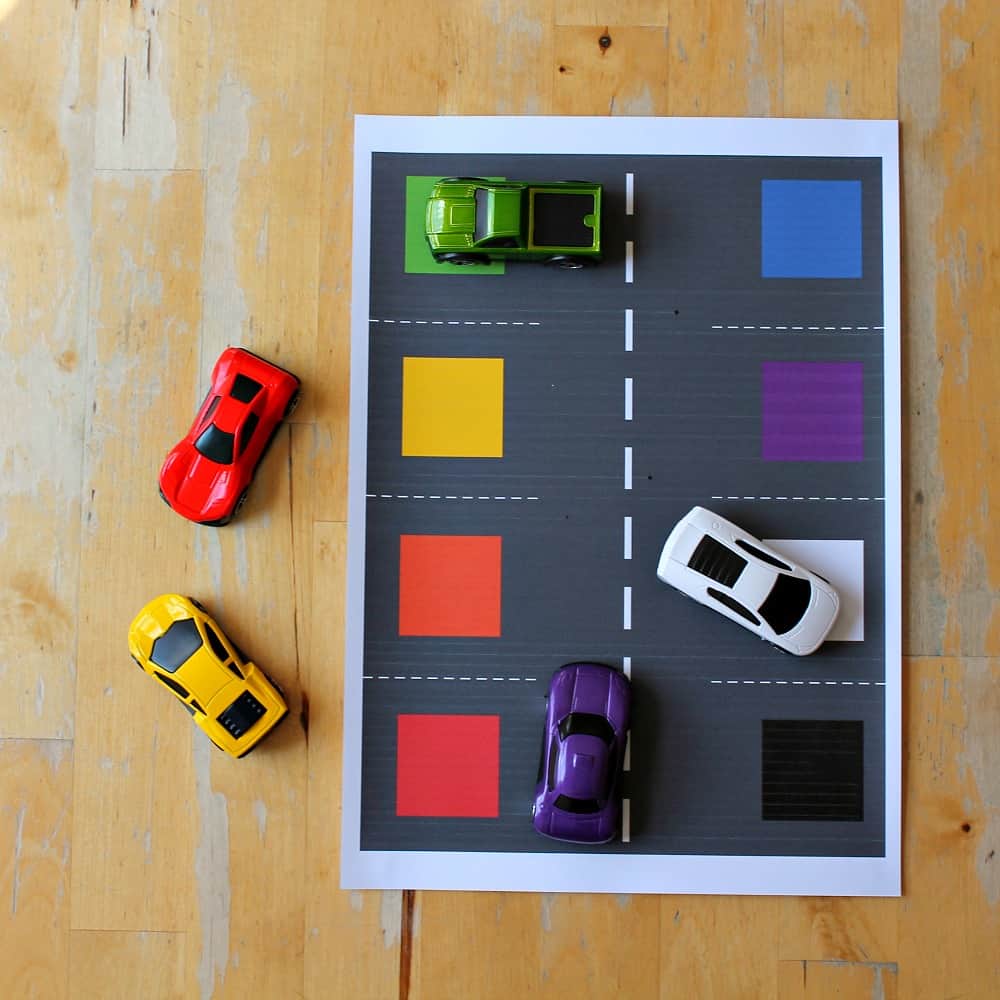 Car printable to learn shapes and colors