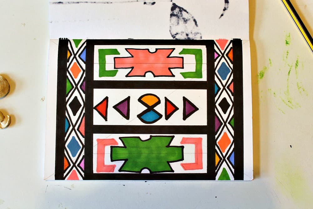 African artist Esther Mahlangu art lesson for children