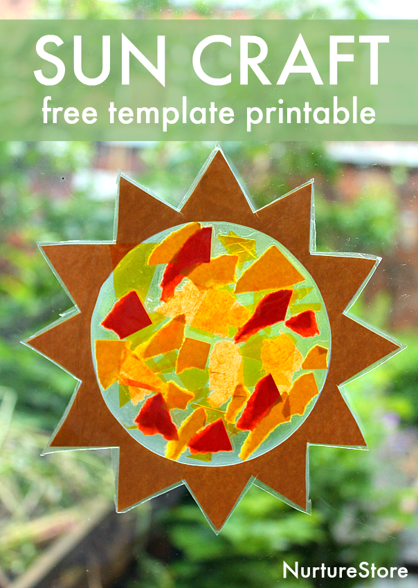 Sunshine sun catcher easy solstice craft with sun template printable