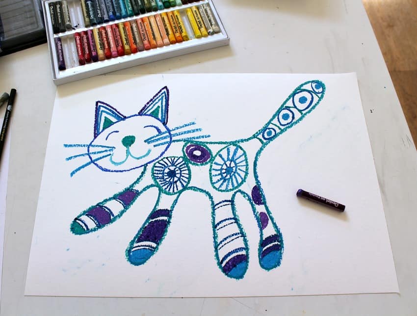 Easy cat drawing lesson with oil pastels NurtureStore