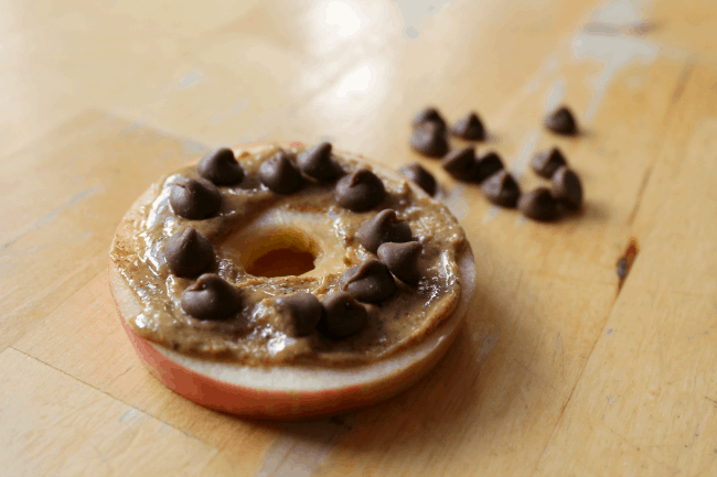 apple cookie with nut butter and chocolate chips