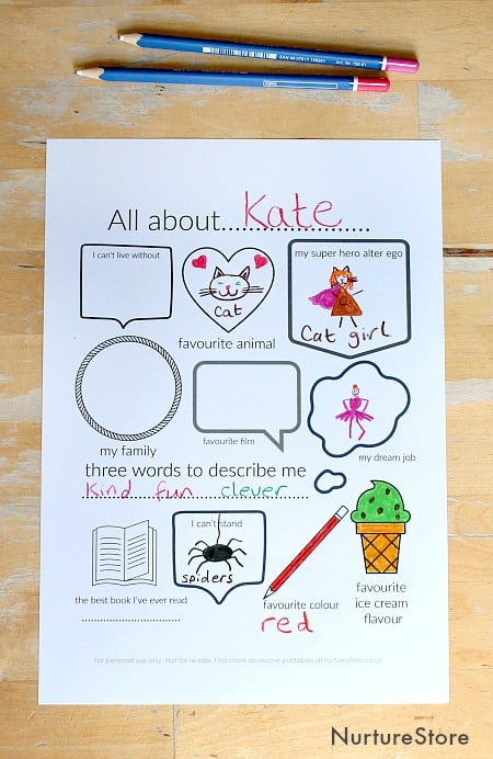 Simple daily journal page printable for children - NurtureStore