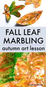 Fall leaf art lesson using easy marbling technique - NurtureStore