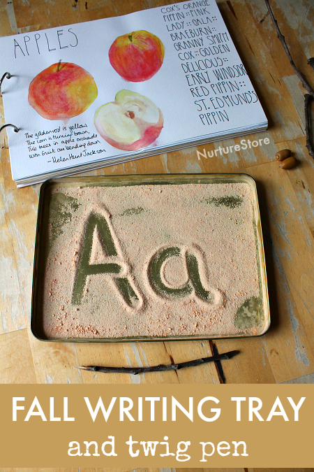 fall sensory writing tray