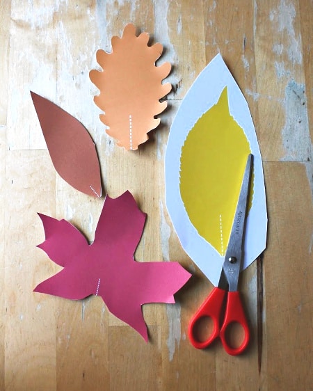 yarn wrapped leaf craft with printable leaf template nurturestore