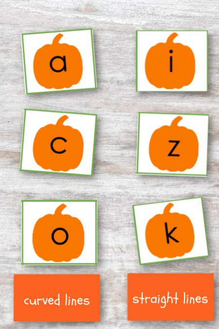 Free printable pumpkin alphabet set for easy fall letter activities