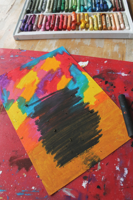 Easy to Make Oil Pastel Fireworks