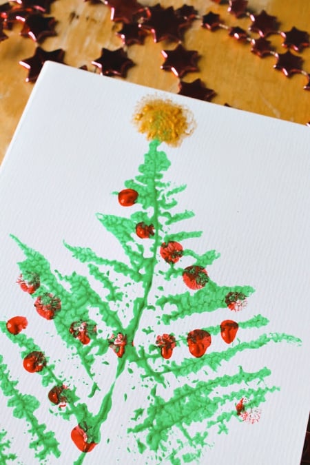 Leaf print Christmas tree craft for forest school - NurtureStore