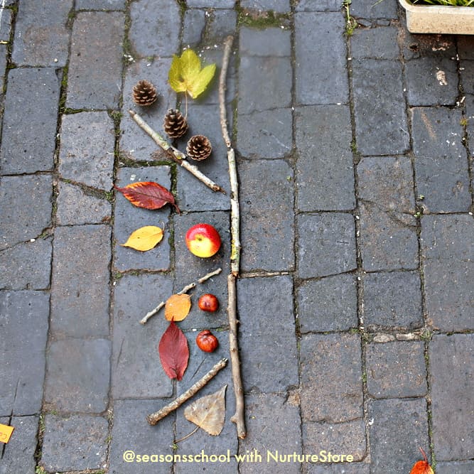 Forest school symmetry activity using loose parts - NurtureStore