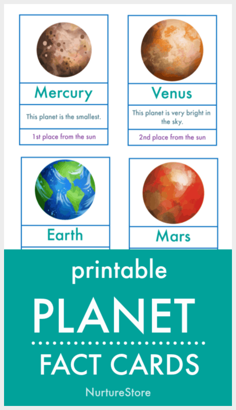 Planets key facts for children printable card set NurtureStore