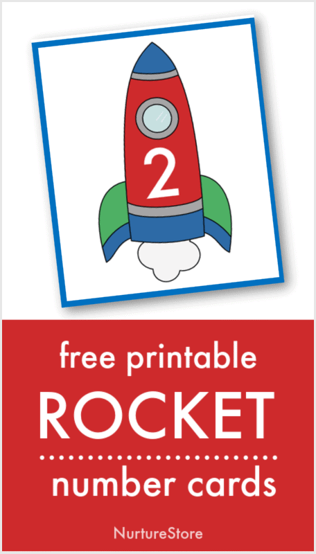 printable number cards with rockets on 