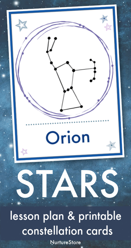 Stars lesson plan and star constellation cards printable