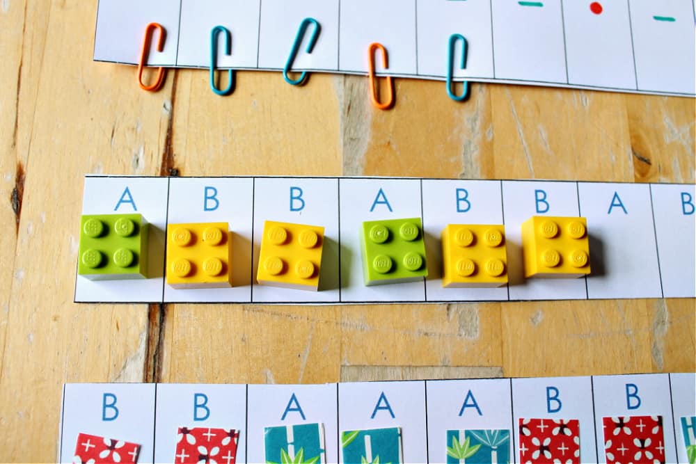 Repeating patterns activity using loose parts with printable - NurtureStore