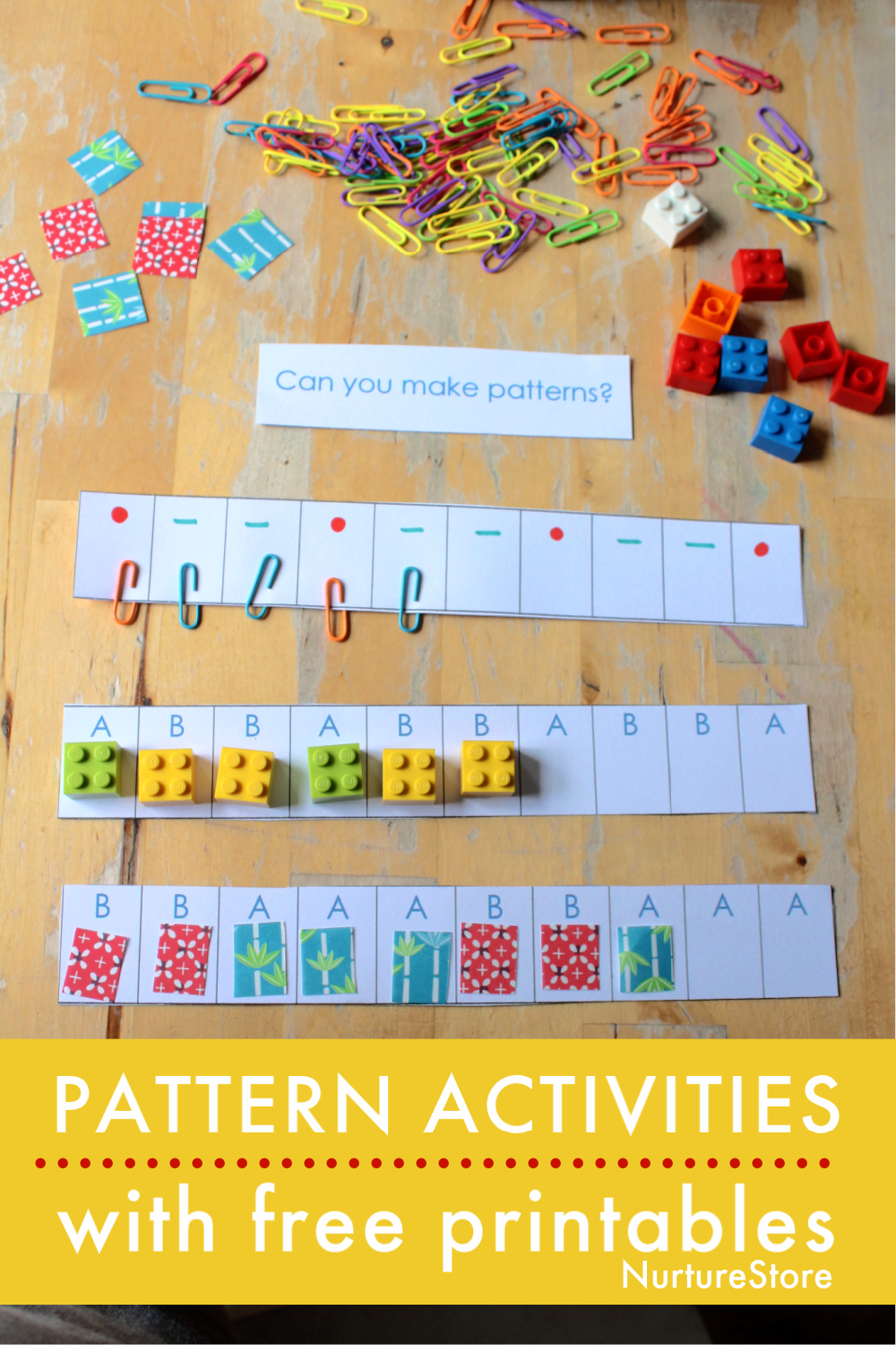 repeating patterns activity using loose parts with printable nurturestore