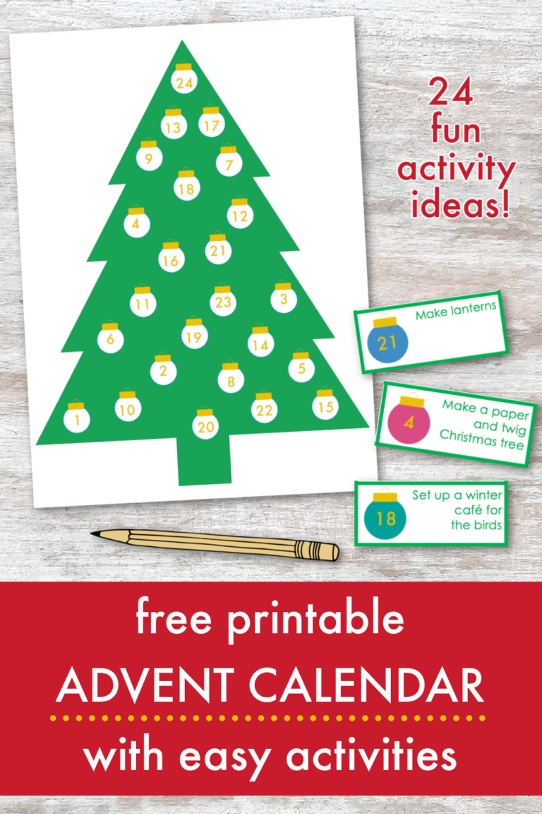 Free printable Christmas tree advent calendar with easy advent ...